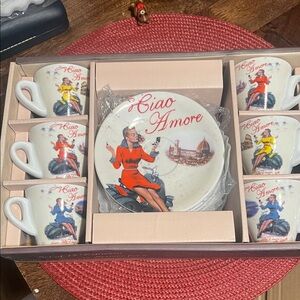 Espresso Mug Set - Red and White